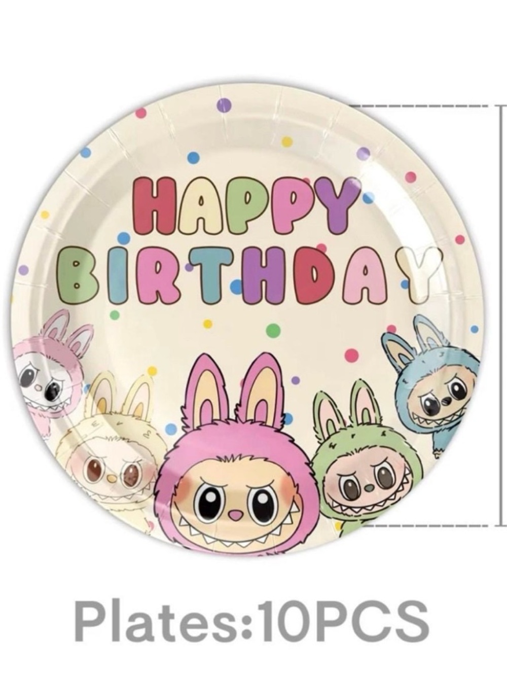 Labubu 7” Happy Birthday Bunny Monster Party Plates - Multicolor
